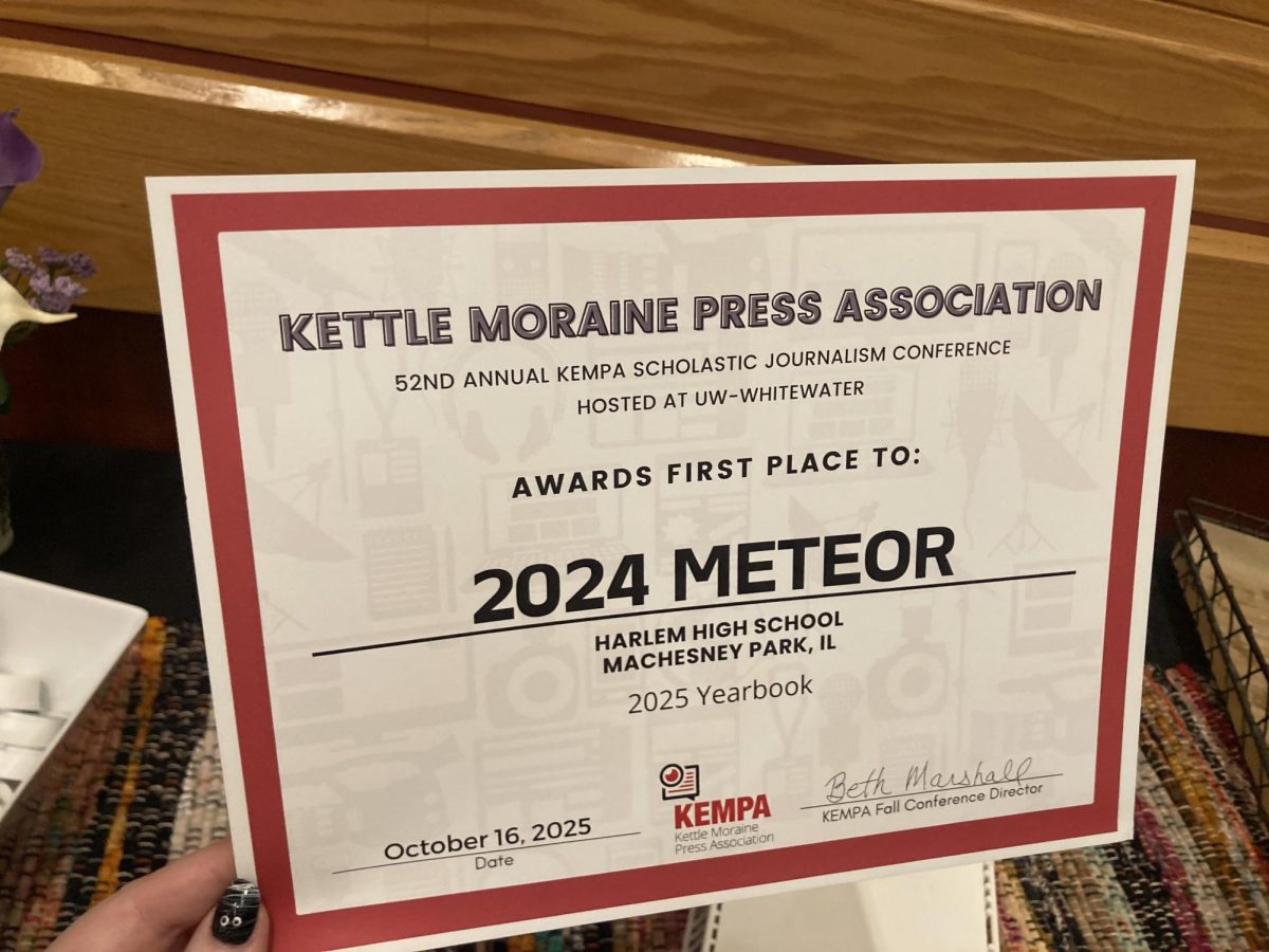 Harlem Highschool one first place for their 2024 Meteor yearbook that everyone put all of their efforts into creating!